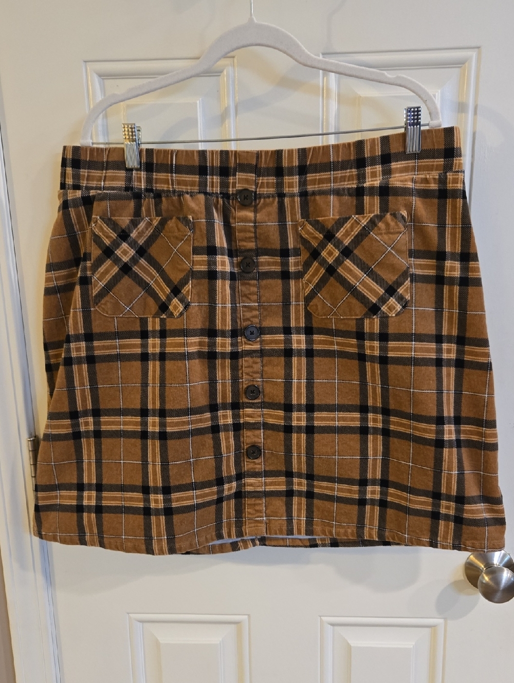 torrid Brown Plaid Button-Front Mini Skirt